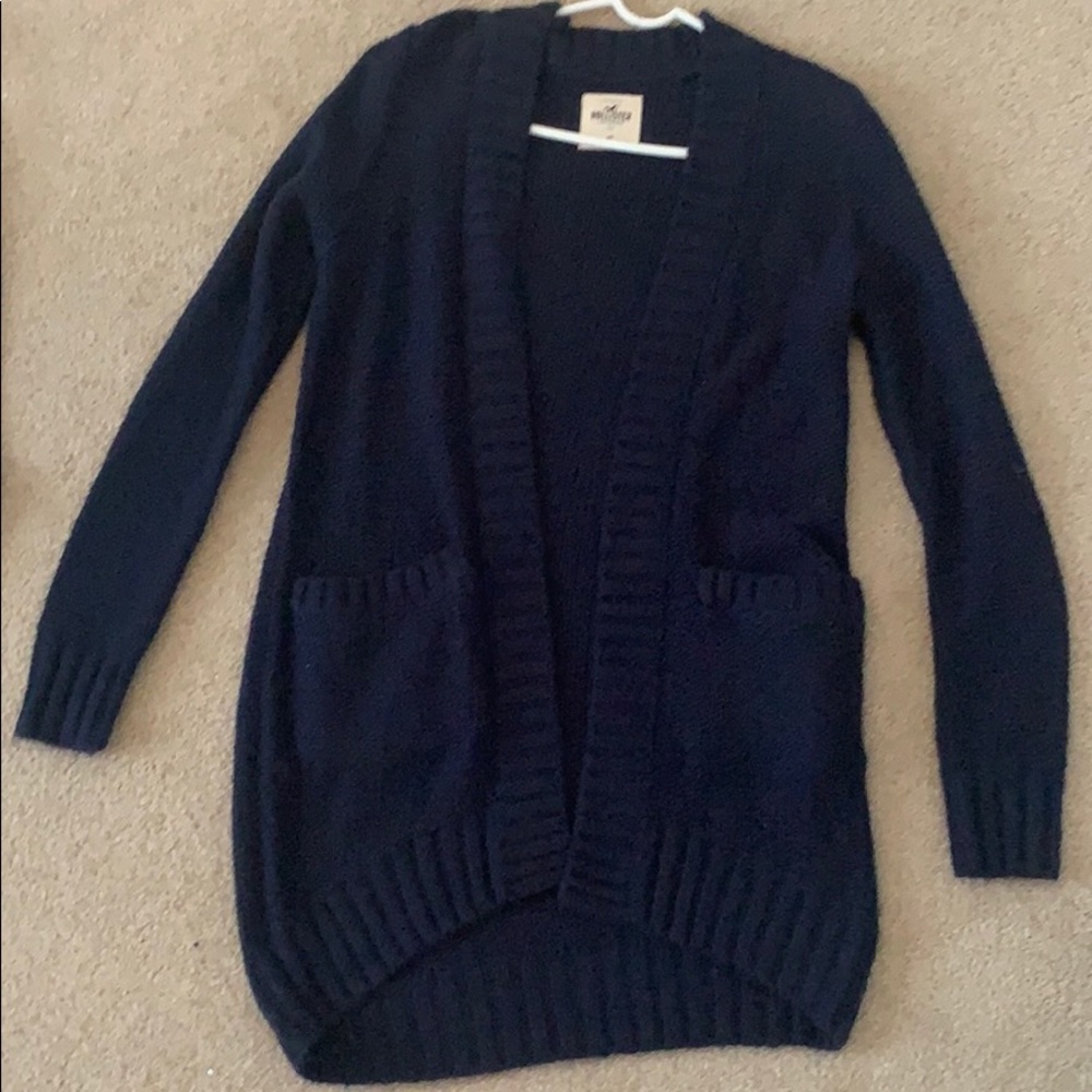 navy cardigan